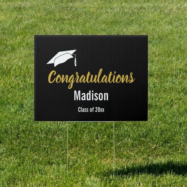 Black and White Graduate Congratulations Sign (Insitu)