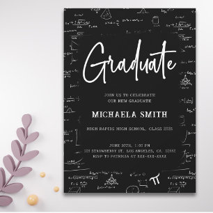 Black and White Graduate Math Graduation Invitation