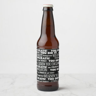 Black and White Graduate Theme Beer Bottle Label