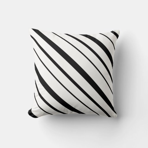 Black and White Graduated Stripes Throw Pillow