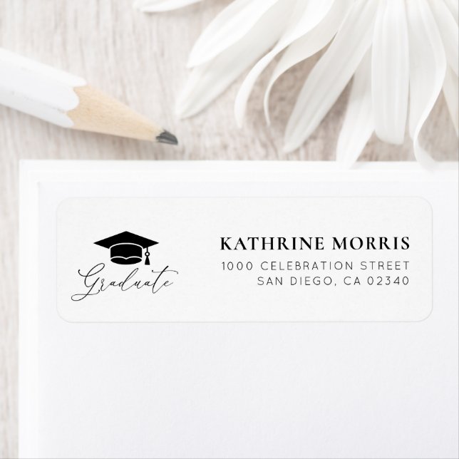 black and white graduation address label (Insitu)