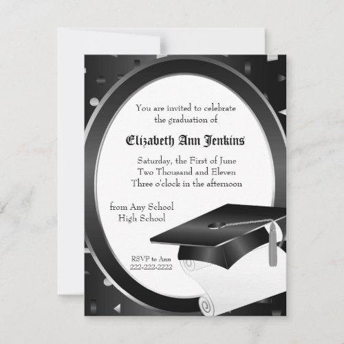 Black and White Graduation Announcement