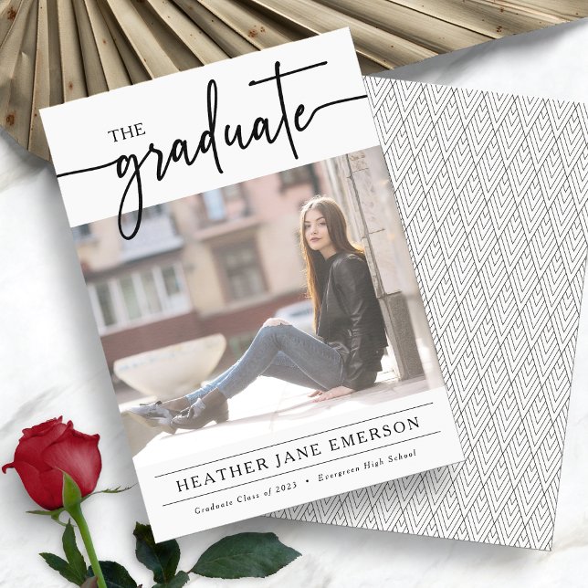 Black and White Graduation Announcement (Black and White Photo Graduation Announcement by Painted Paperie
)