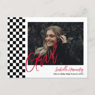 Black and white  graduation Announcement Postcard