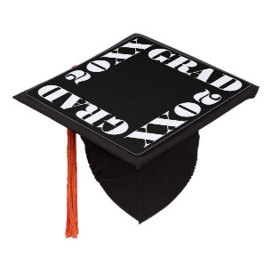 Black and White Graduation Cap Topper