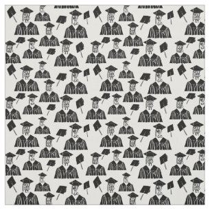 Black and White Graduation Caps and Gowns  Fabric
