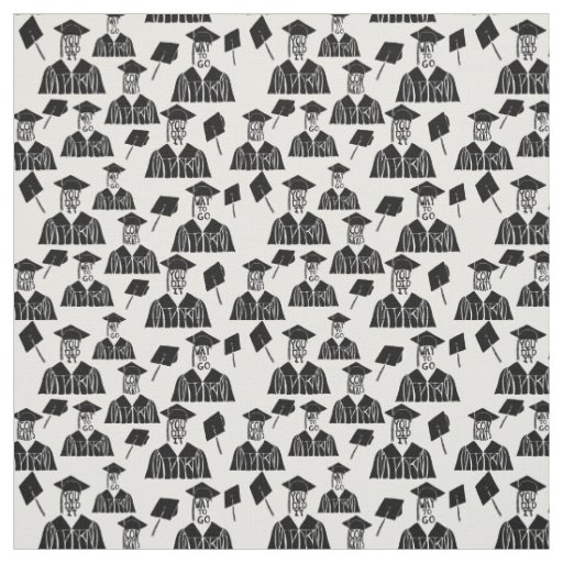 Black and White Graduation Caps and Gowns  Fabric