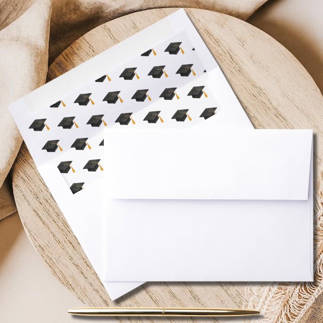 Black and white Graduation Celebration Cap Pattern Envelope Liner (Creator Uploaded)