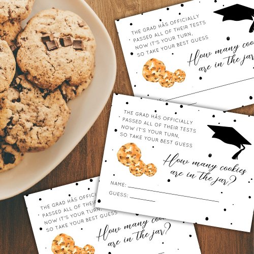 Black and White Graduation Cookie Guessing Game Enclosure Card