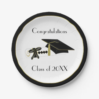 Black and White Graduation Custom Paper Plates