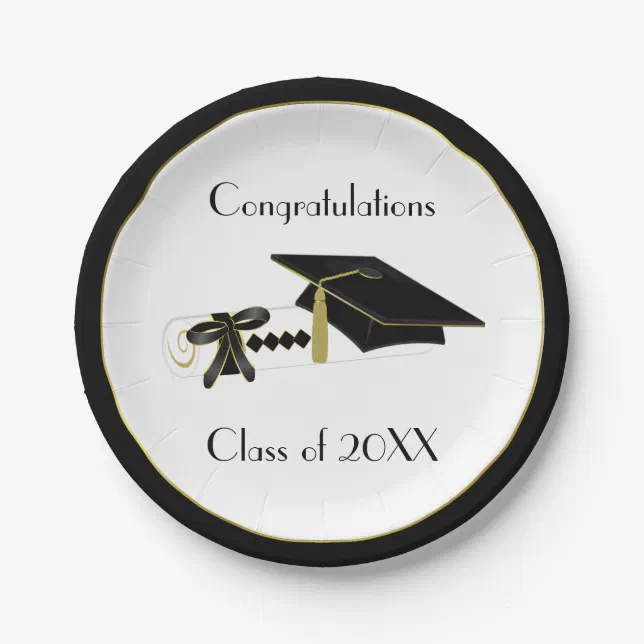 Black and White Graduation Custom Paper Plates Zazzle