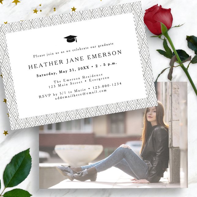 Black and White Graduation Invitation (Black and White Photo Graduation Invitation by Painted Paperie
)