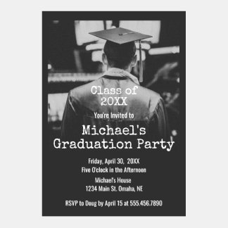 Black and white Graduation Invitation