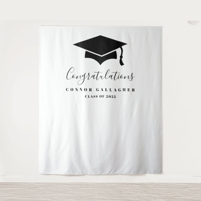 Black And White Graduation Party Backdrop (Front)