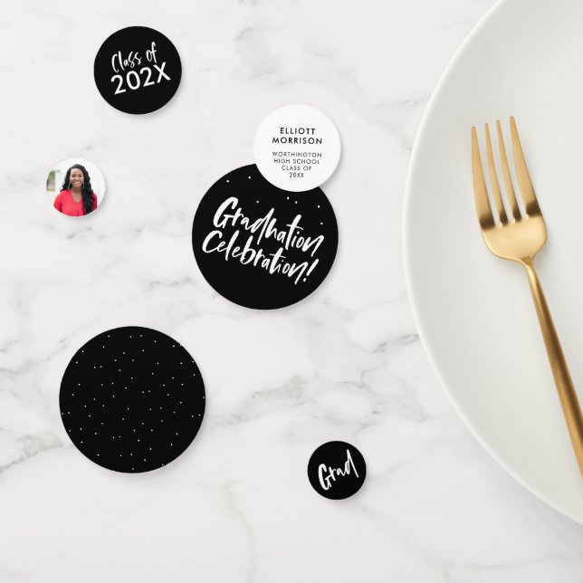 Black and white graduation party confetti (Group)