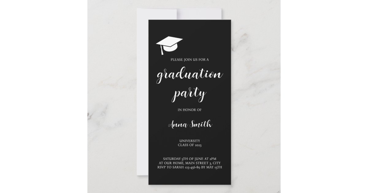 Black and White Graduation Party Invitation | Zazzle