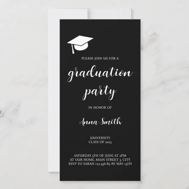 Black and White Graduation Party Invitation | Zazzle