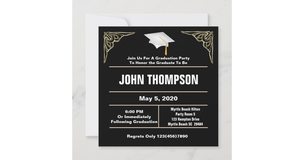 Black and White Graduation Party Invitation | Zazzle