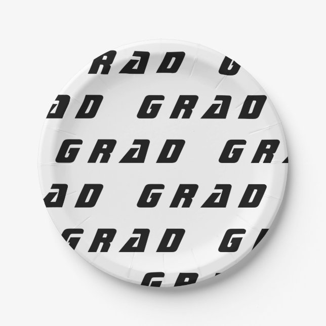 Black and White Graduation Party  Paper Plates (Front)