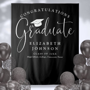 Black And White Graduation Party Photo Backdrop