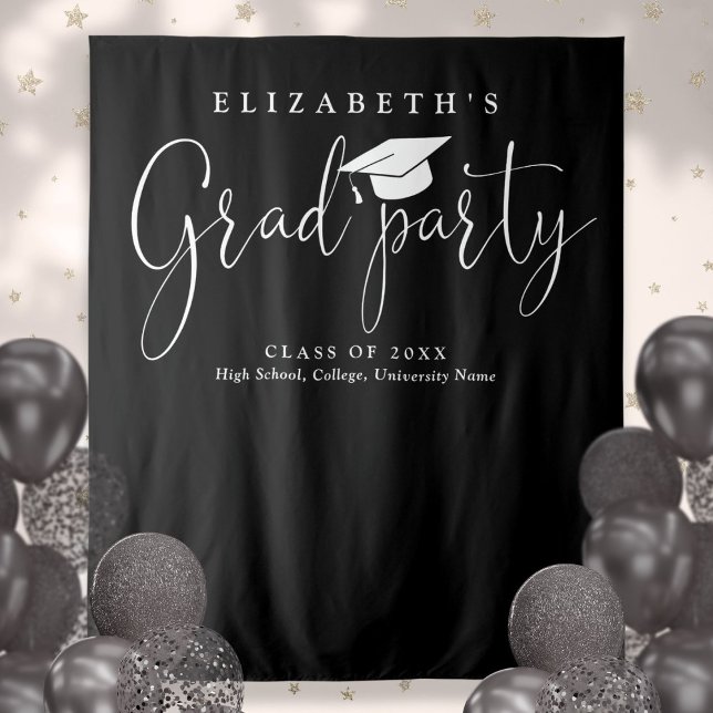 Black And White Graduation Party Photo Backdrop (Black And White Graduation Party Photo Backdrop)