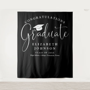 Black And White Graduation Party Photo Backdrop