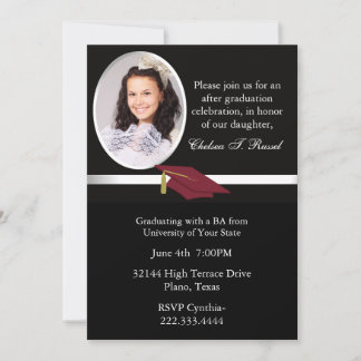 Black and White Graduation Party Photo Invitation