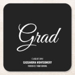 Black and White Graduation Party Square Paper Coaster<br><div class="desc">Coordinate party and table supplies for your Graduation Party! Matching napkins,  paper plates,  coasters,  and more. All text can be personalized to your liking. Room for graduate name,  class of year,  and school name.</div>