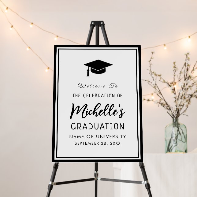 Black and White Graduation Party Welcome Sign  (In Situ (Stand))