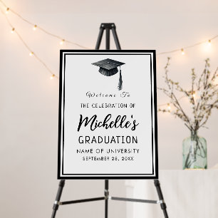 Black and White Graduation Party Welcome Sign 