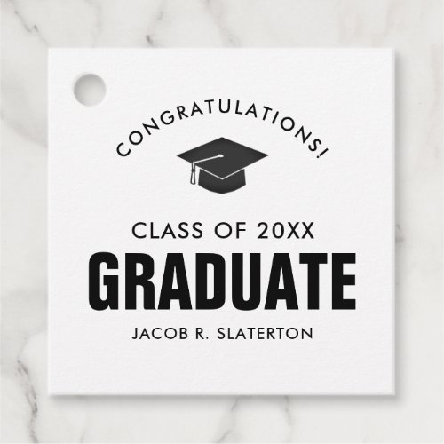 Black and White Graduation Personalized Favor Tags
