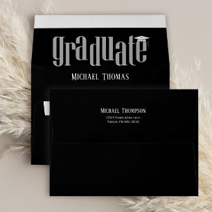 Black And White Graduation Personalized Return Envelope