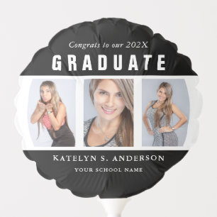 Black and White Graduation Photo Collage Custom Balloon