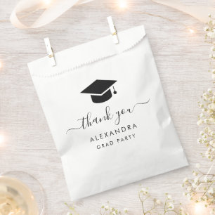 Black and White Graduation Thank You Favor Bag