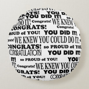 Black and White Graduation Word Art Throw Pillow