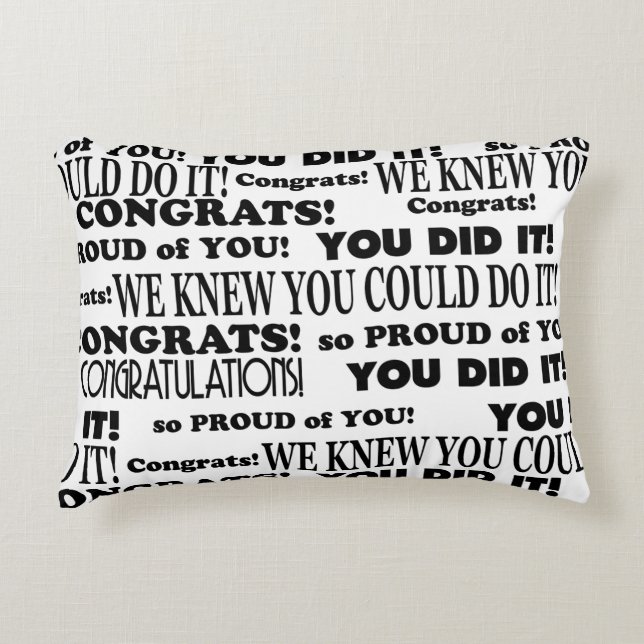 Black and White  Graduation Word Art Throw Pillow (Front)