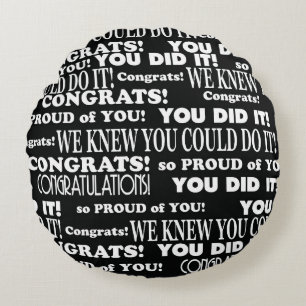Black and White Graduation Word Art Throw Pillow
