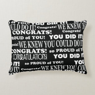 Black and White Graduation Word Art Throw Pillow