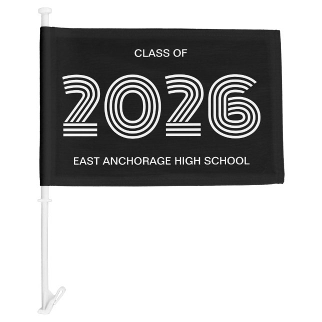 Black and White Graduation Year Car Flag (Front)