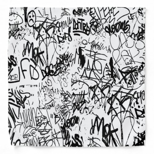 Black and White Graffiti Abstract Collage Bandana