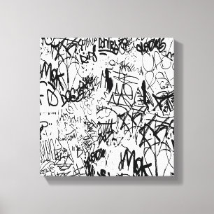 Black and White Graffiti Abstract Collage Canvas Print