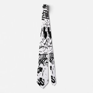 Black and White Graffiti Abstract Collage Neck Tie