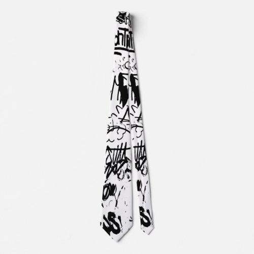 Black and White Graffiti Abstract Collage Neck Tie
