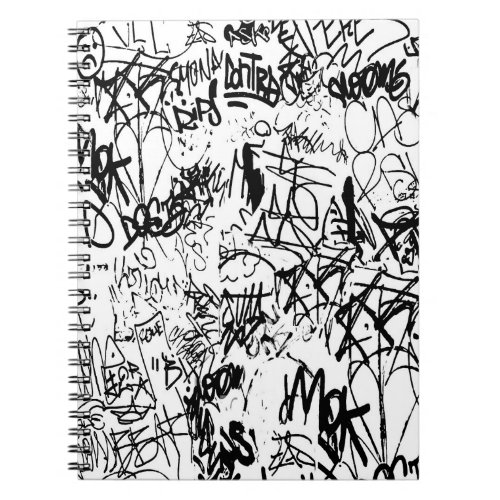 Black and White Graffiti Abstract Collage Notebook