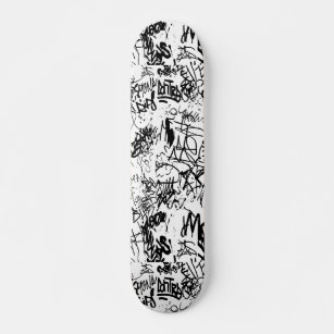 Black and White Graffiti Abstract Collage Skateboard