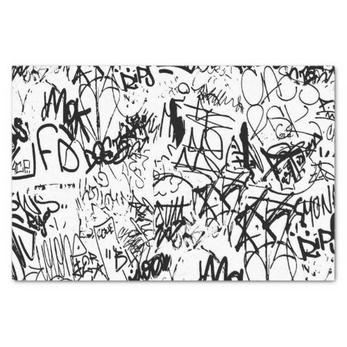 Black and White Graffiti Abstract Collage Tissue Paper