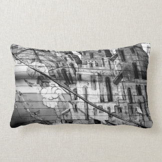 Black and White Graffiti in San Francisco Lumbar Pillow