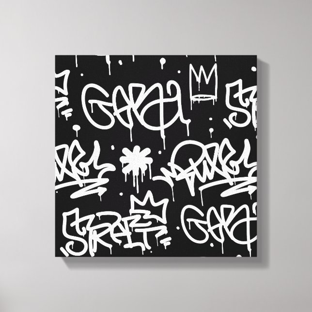 Black and White Graffiti pattern Canvas Print (Front)