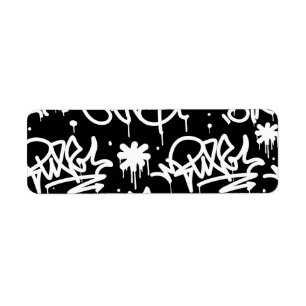 Black and White Graffiti pattern Label