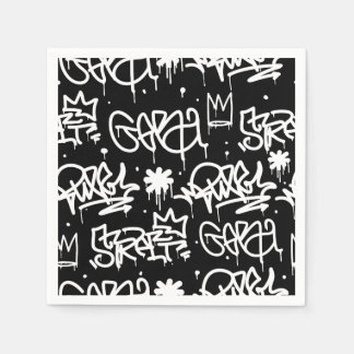 Black and White Graffiti pattern Napkins